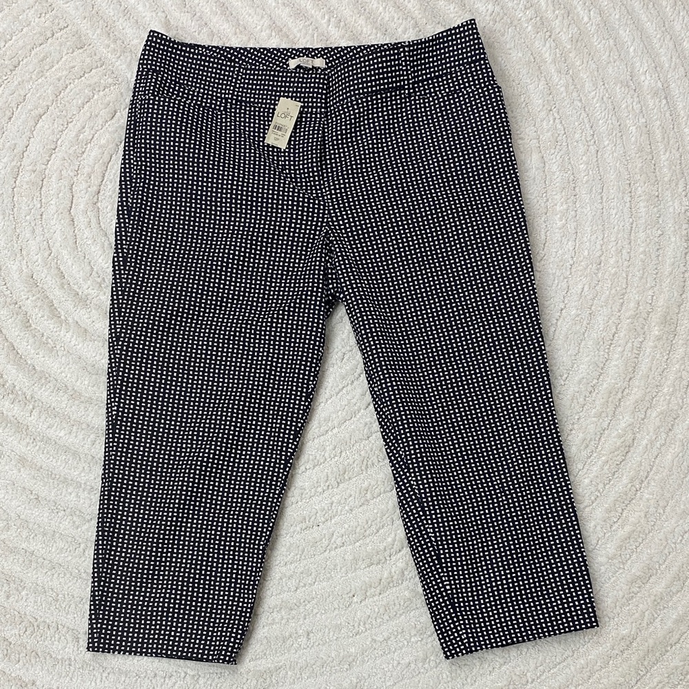 LOFT Black and White Checkered Pants